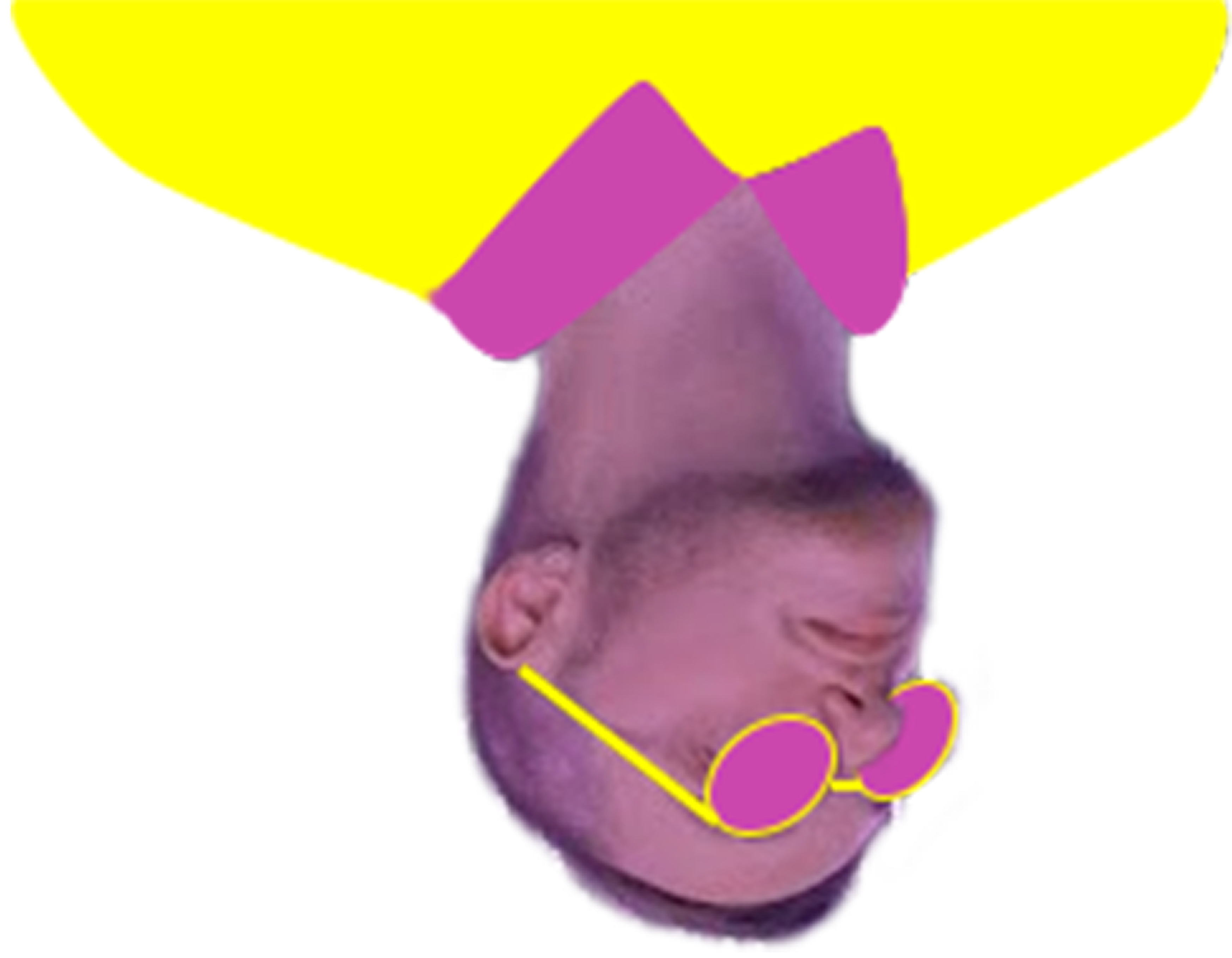 image of patrick upside down with neon glasses